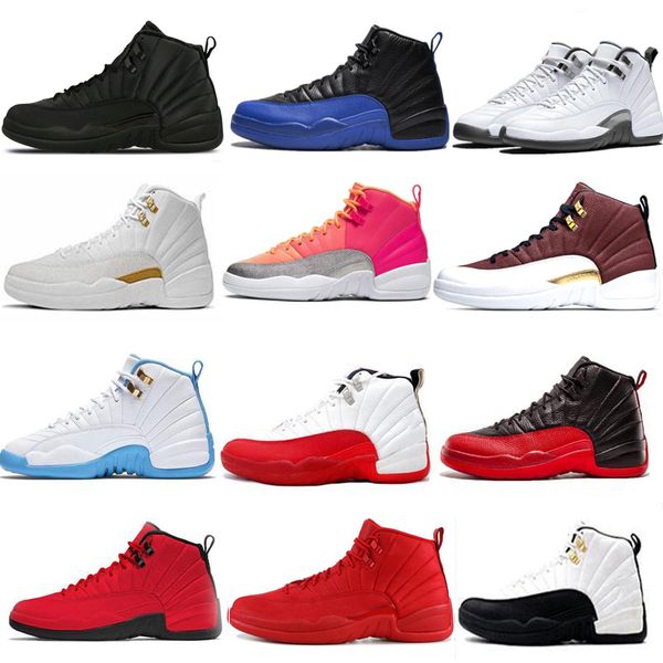 

new 12s 12 men basketball shoes game royal ball punch university gold gym red wntr michigan sports sneakers size 7-13