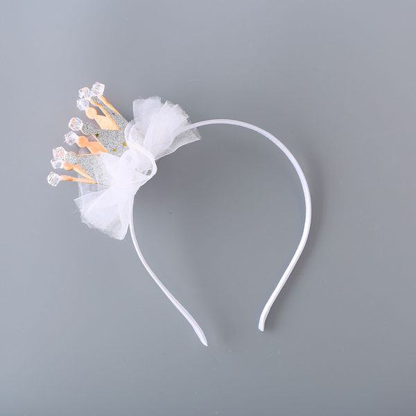 

kids baby cute mesh crown hair hoop girl's headband princess hair accessories for fashion birthday party carnival headwear, Slivery;white