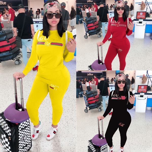 

Новый дизайн Женская одежда 2 Piece Set Tracksuit Guc письмо Печать Hoodie + кальсоны гетры Уста
