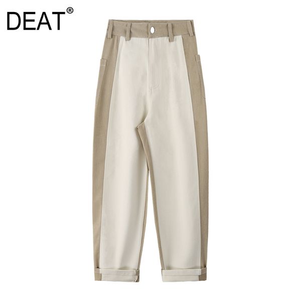 

women's pants & capris [deat] high elastic waist spliced hit color harem trousers loose fit women fashion tide spring summer 2021 13s27, Black;white