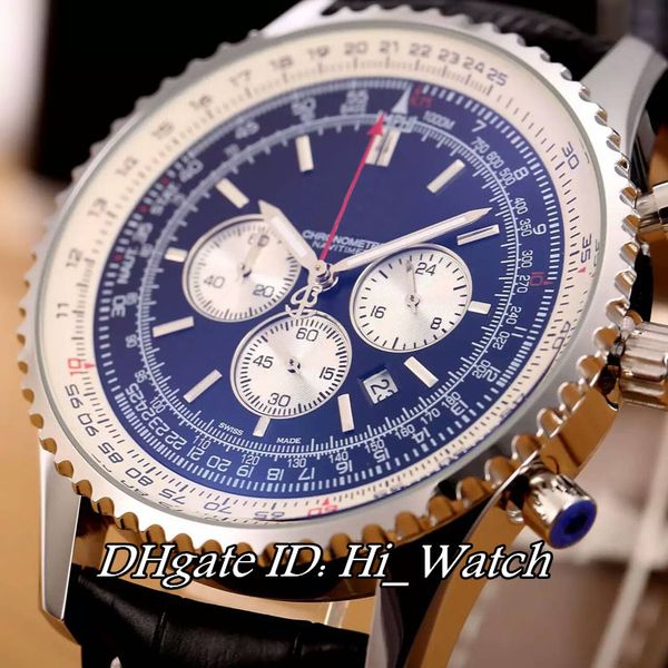 

new super avenger 44mm ab012012/bb01/435x/a20ba.1 black dial silver subdial miyota quartz chronograph mens watch leather satch bre-a52a1, Slivery;brown