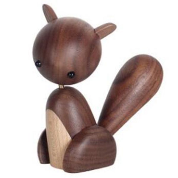 

home decor scandinavian danish walnut solid wood home small ornament, large tail wooden small squirrel crafts gifts wooden gifts