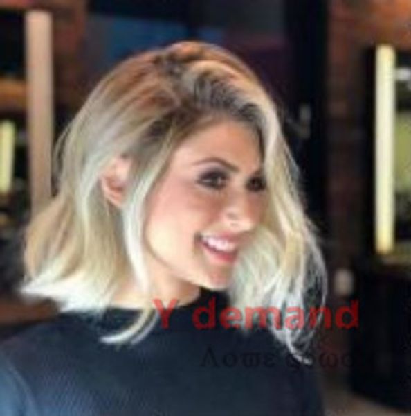 Fashion Fluffy Hair Short Bob Perucas Dark Blonde Straight Bob