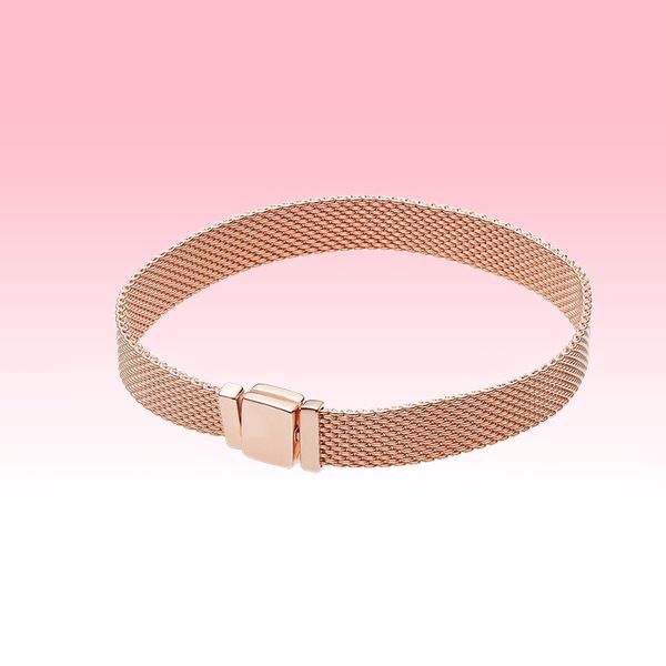 

women rose gold mesh bracelets new charms hand chain for pandora 925 sterling silver bracelet with original retail gift box, Golden;silver