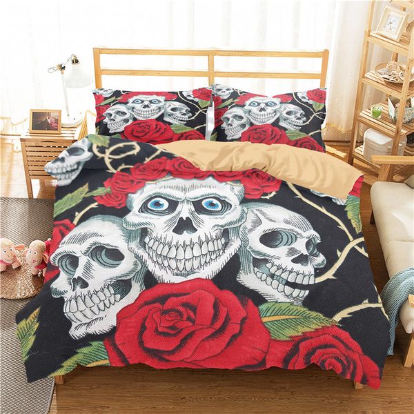 

a bedding set 3d printed duvet cover bed set horror skull home textiles for adults bedclothes with pillowcase #kl54