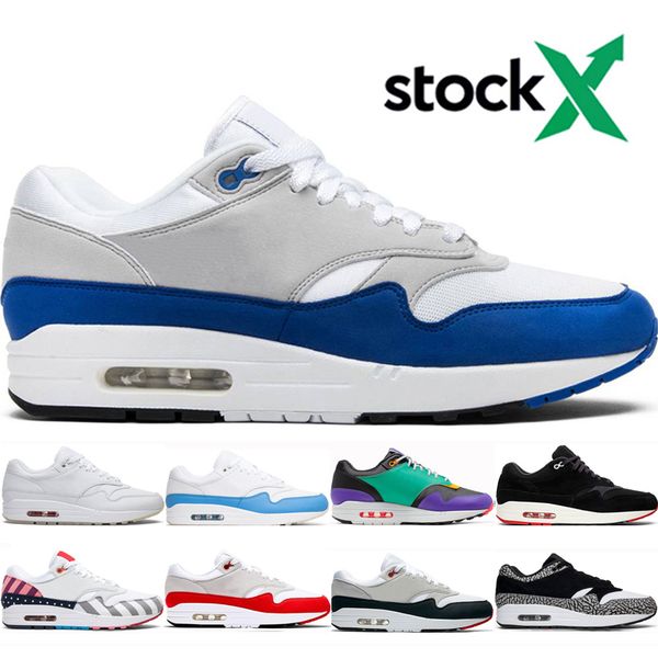 

1 87 mens trainers running shoes anniversary royal red atomic teal elephant 87s 1s zapatos 2020 parra women chaussure sneaker shoes