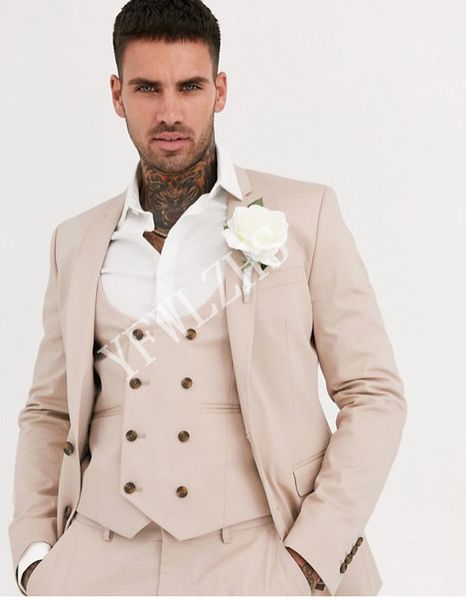 

новые две кнопки groomsmen нотч свадьба жених смокинги мужские костюмы венчания / prom / ужин best man blazer (куртка + tie + vest + брюки, Black;gray
