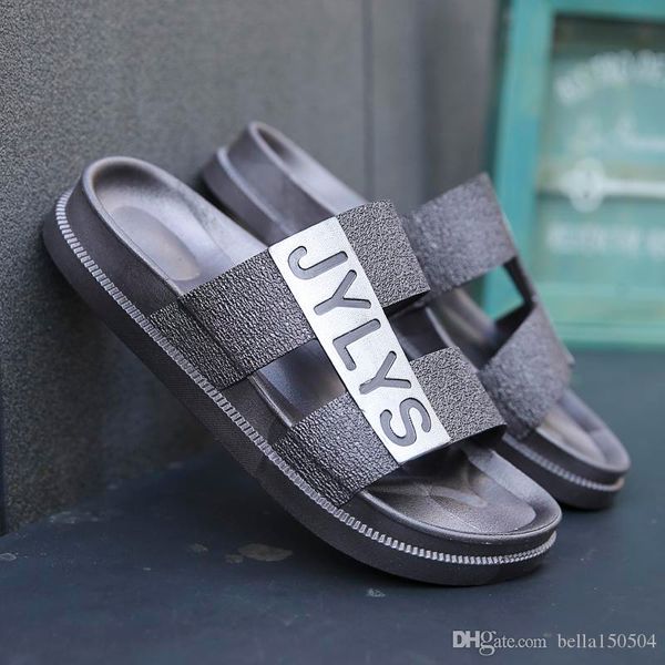 

европейская марка летний тапочки дизайнер сандалии мужчин дышащий пляж вьетнамки повседневный скольжения на flats сандалии мужская обувь выс, Black