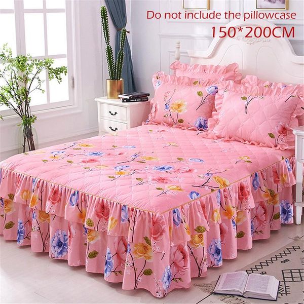 

150x200cm queen bed cover warm thicken sanding quilted single and double bed skirt wrap around non-slip cover case sheet