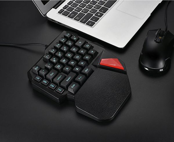 

профессиональная игра красочного кабель usb rgb led подсветки 38 клавиш одной руки клавиатура с проводной рукой отдыхом