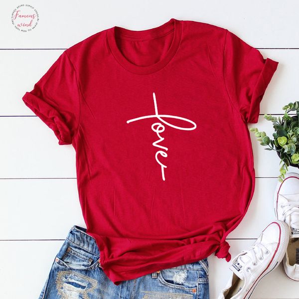 

любовь крест тенниска лето женщины писание christian тенниска новый мужской crewneck graphic день святого валентина подарок тис топы ship, White