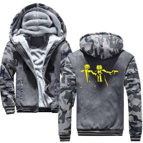 

print fashion logo hoodies crime novel printing casual hooded warm sweatshirts male thicken tracksuit jacket, Black