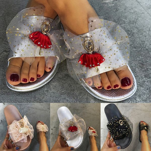

fashion women slippers light breathable slipper open toe heels wedding shoes bride ladies shoes casual rhinestone slippers women, Black