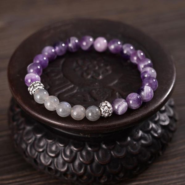 

lotus spacers moon stones tiger-eye obsidian stretch bracelets beaded strand men women chakra yoga jewelry, Black