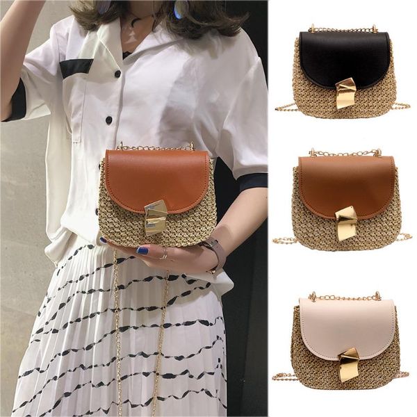 

women bag straw shoulder bag small flap crossbody bags for women woven female beach bolsos rattan wicker bolsa feminina