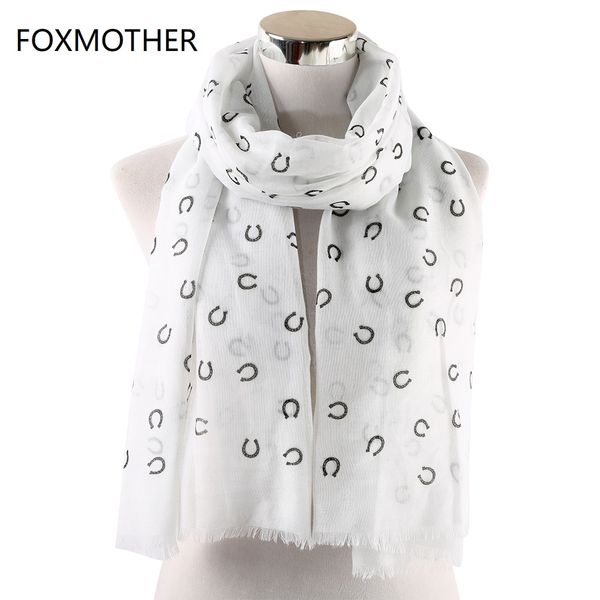 

foxmother старинные подкова лошадь шарфы белый темно-розовый цвет женский подарок весна зима аксессуары мягкие легкие шарфы, Blue;gray
