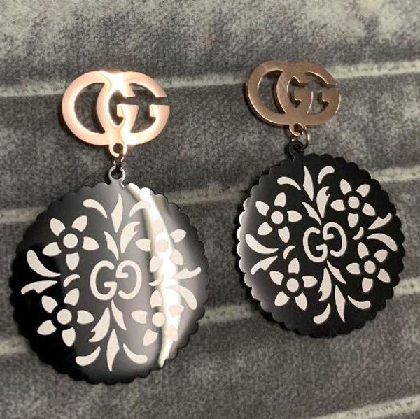 

2019 new arrival big ize fa hion de igner tainle teel tud gold plated g letter earring for women gift whole ale price