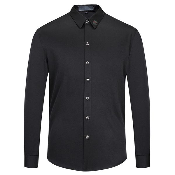 

european classic styleluxury 20ss= men business and leisure fashion shirts slim long sleeve shirt printing medusa, White;black