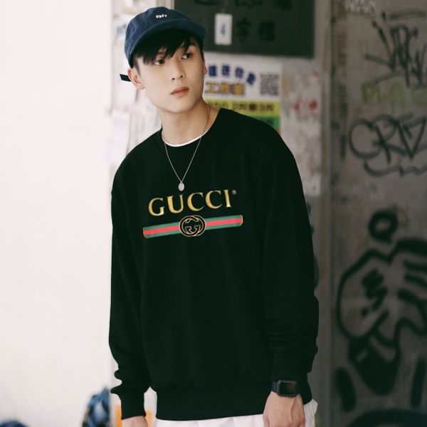 

classical printing luxury designer new multicolor print sweater women and men sweatshirts gucci long sleeves jogging hoodie, Black