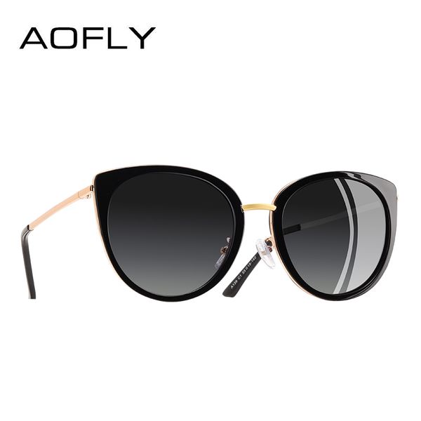 

aofly brand design women sunglasses vintage style metal frame ladies polarized sun glasses shades female eyewear gafas a139 y200420, White;black