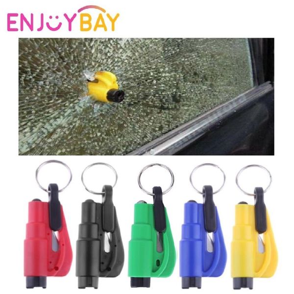 

3 in 1 emergency mini safety hammer with keychain ring for car glass window breaking escape rescue knife cutter hammer keyring
