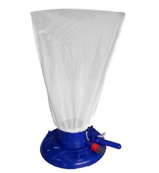 

swimming pool vacuum cleaner leaf eater gulper with brushes, bag, and wheels