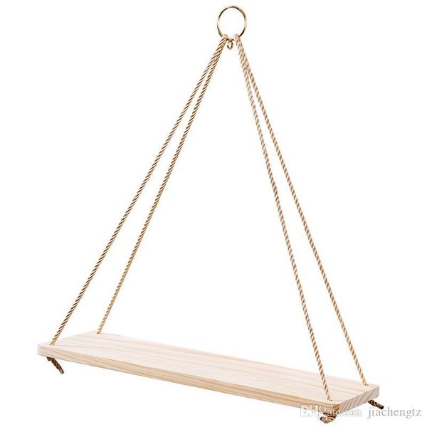 

творческое красивый цветочный горшок стеллаж для хранения висячие веревка полка деревянная basket настенные украшения для дома и офиса беспл