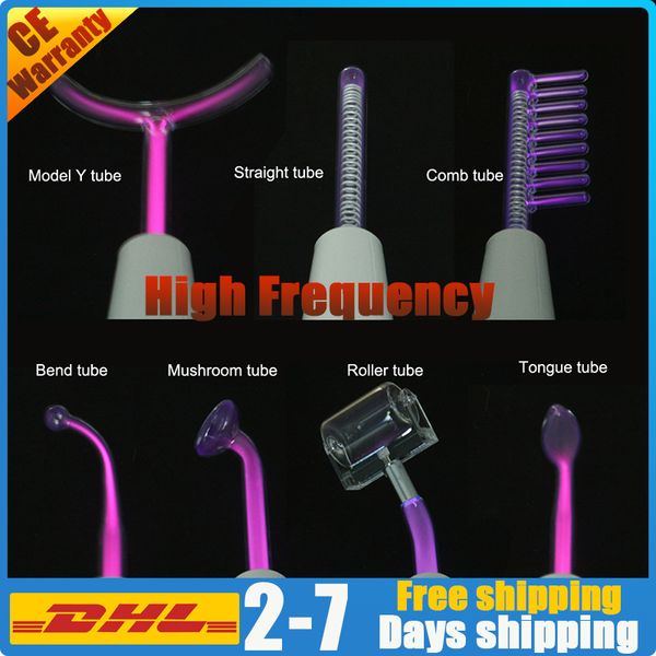

high frequency facial device acne spot treatment hair growth therapy 7 glass tube electrodes orange purple light electrotherapy