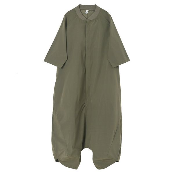 

ewq / men's wear 2020 summer new arrival men casual loose jumpsuit fashion long sleeve o-neck solid jumpsuit for male hd611, Black