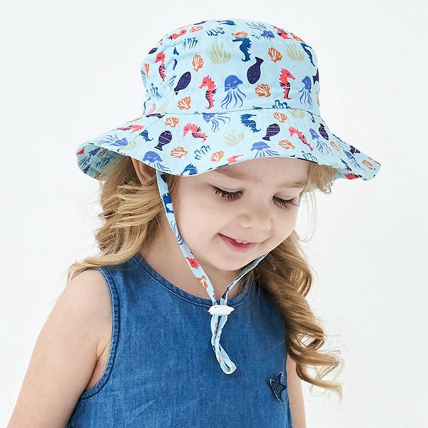 

children's hats summer new sun hat girls and boys baby breathable quick-drying beach hat fisherman sun for toddler, Blue;gray