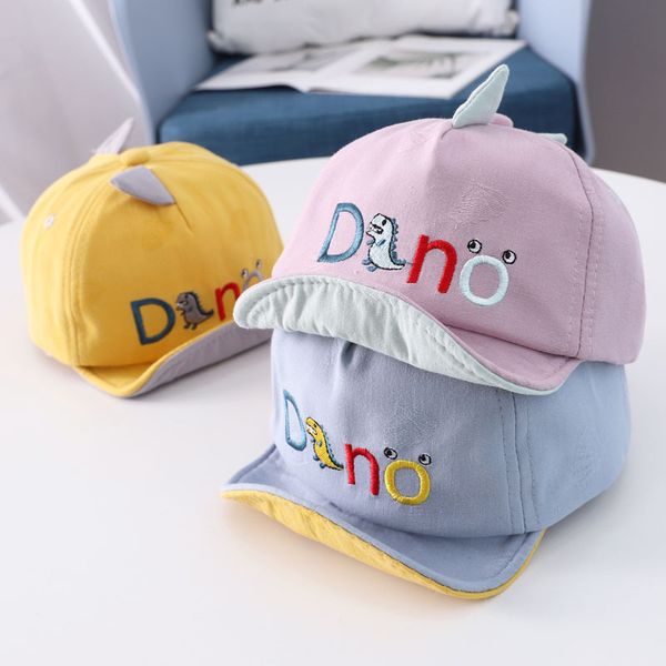 

2020 мальчик девочка шляпы дети мультфильм динозавра ребенок мягкие брим бейсболка 6-24 месяцев солнца шляпа корейский бейсболки, Yellow