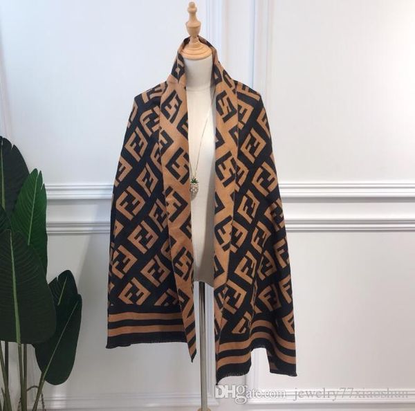 

autumn and winter fashion woman imitated cashmere f letter double-sided large brand chequered scarf long warm and thicker shawl dual-purpose, Blue;gray