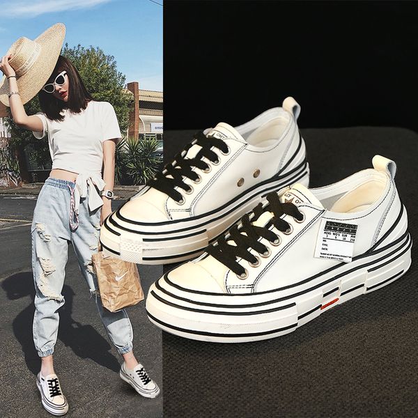 

beggarslittle white shoes red stars and hong kong wind ins thick bottom shoes, Black