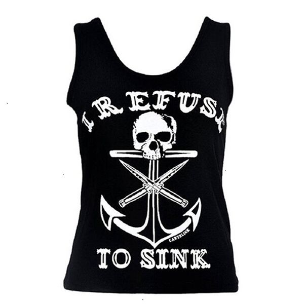 

womens fashion tank tank for women fashion black boat anchor skull vest sleeveless blouse tank drop shipping good quality, White