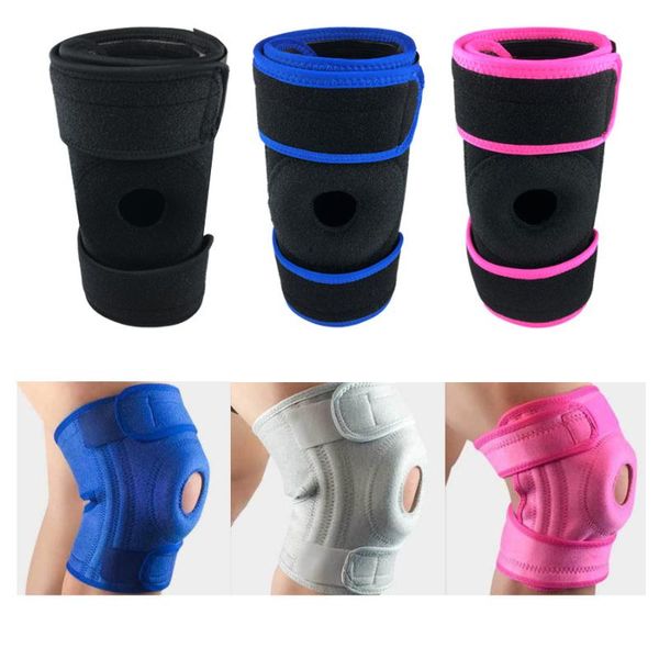 

1 pcs elastic brace knee pads adjustable patella spring knee support brace safety guard strap size for multiple sports, Black;gray