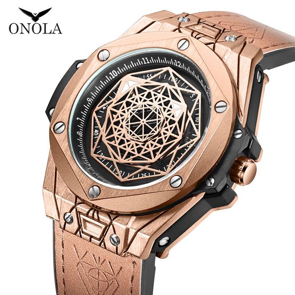 

onola creative design quartz man watch 2019, Slivery;brown