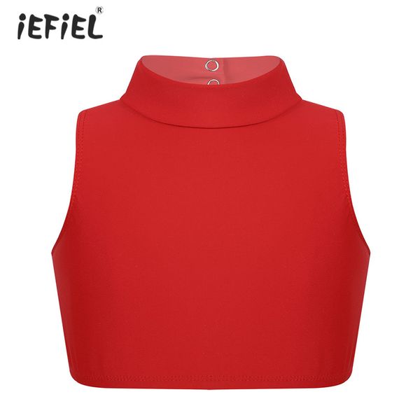 

дети девушки рукава балета танцы танки mock neck criss cross вернуться танки bra tops crop top stage performance тренировка танец wear, Camo