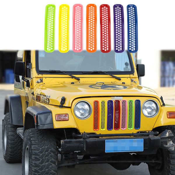 

abs front griles decoration ring with network for jeep wrangler tj 1997-2006 second generation auto exterior accessories