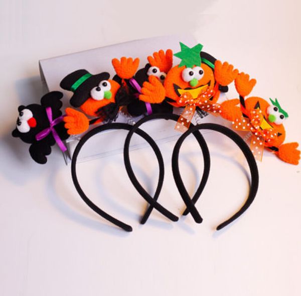 

alloween party dance props headdress head hoop buckle light demon led flash pumpkin barrette skully hair sticks high quality, Slivery;white