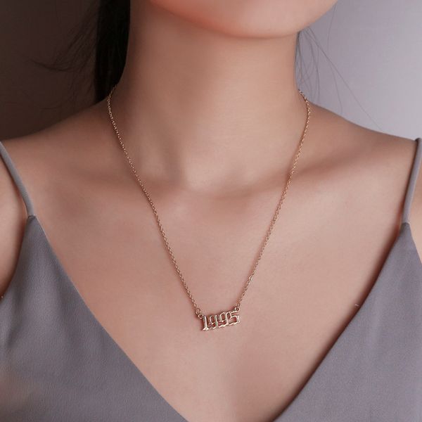 

cross-border selling jewelry fashion year necklace men and women simple digital pendant couple gift wish selling jewelry, Silver