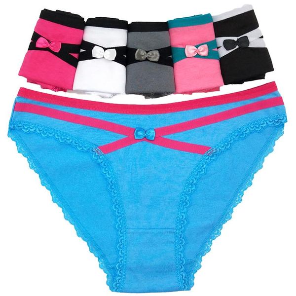 

2020 new pure color european and american cotton contrast low waist women's briefs seamless women's underwear women', Black;pink