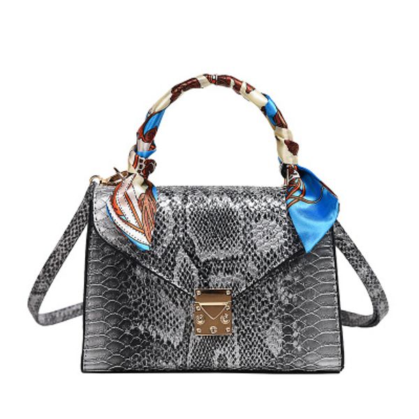 

woman's bag scarf decoration handbags for women 2019 snakeskin pattern shoulder bags female crossbody bag