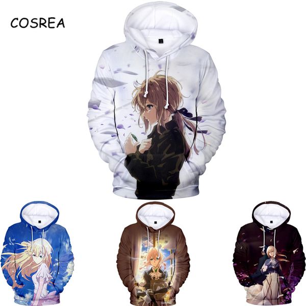 

anime violet evergarden cosplay hoodies boys girls violet evergarden hooded sweatshirt jumper hoodie women men hoody, Black