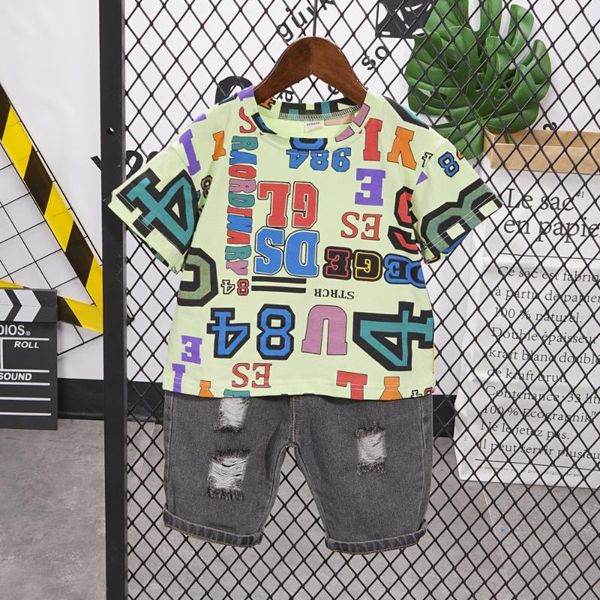 

2020 summer boys clothes set toddler kids baby boys t shirt shorts children clothing set 2-7years, White