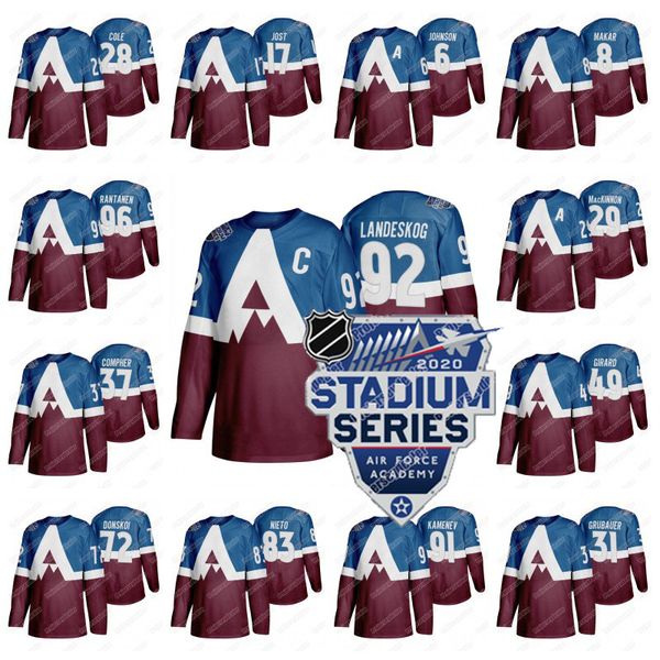 

2020 stadium series colorado avalanche jersey nathan mackinnon mikko rantanen gabriel landeskog samuel girard vladislav kamenev cole, Black;red