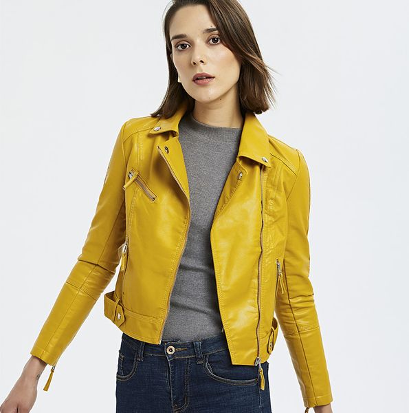 

women classic moto biker jacket winter autumn ladies red basic coat plus size outerwear modis loose black pu faux leather jacket