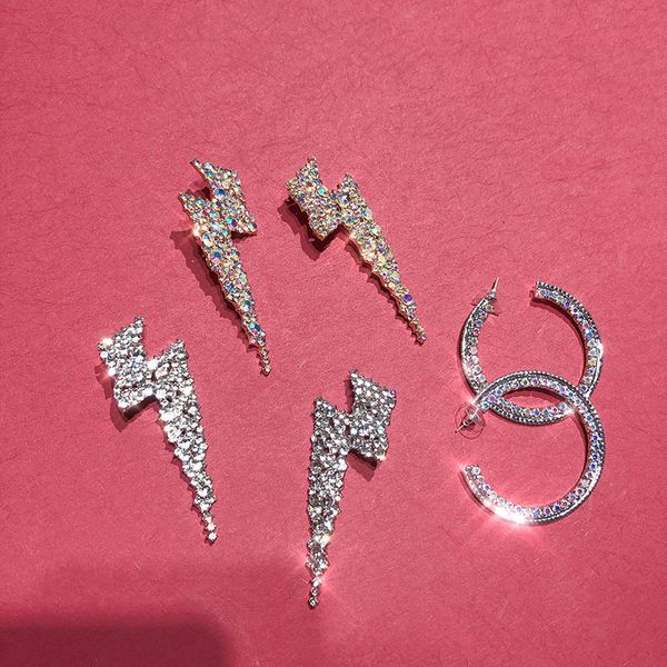 

aensoa 2020 new 3 design crystal maxi drop earrings women transparent color dangle earring big long trendy jewelry gift, Silver