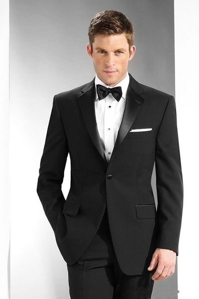 Nuovo design elegante Smoking dello sposo One Button Black Notch Risvolto Groomsmen Best Man Suit Mens Abiti da sposa (Jacket + Pants + Tie) 799