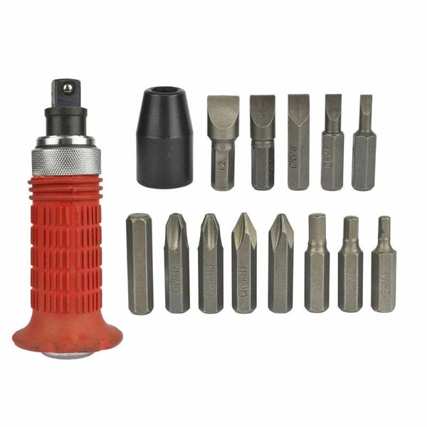 

14pcs durable driver sockets with case heavy duty hand tool reversible screw professional impact screwdriver set repairs bits