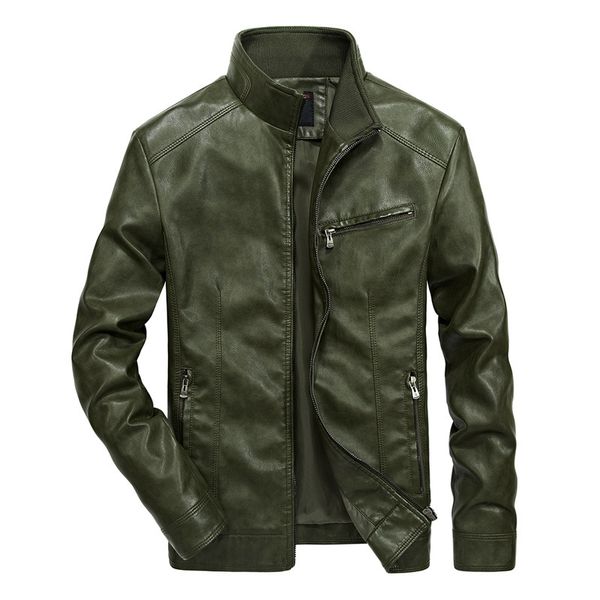 

m-5xl faux leather jackets mens windbreaker jackets spring autumn coats outerwear overcoat biker motor 2019 blue green, Black